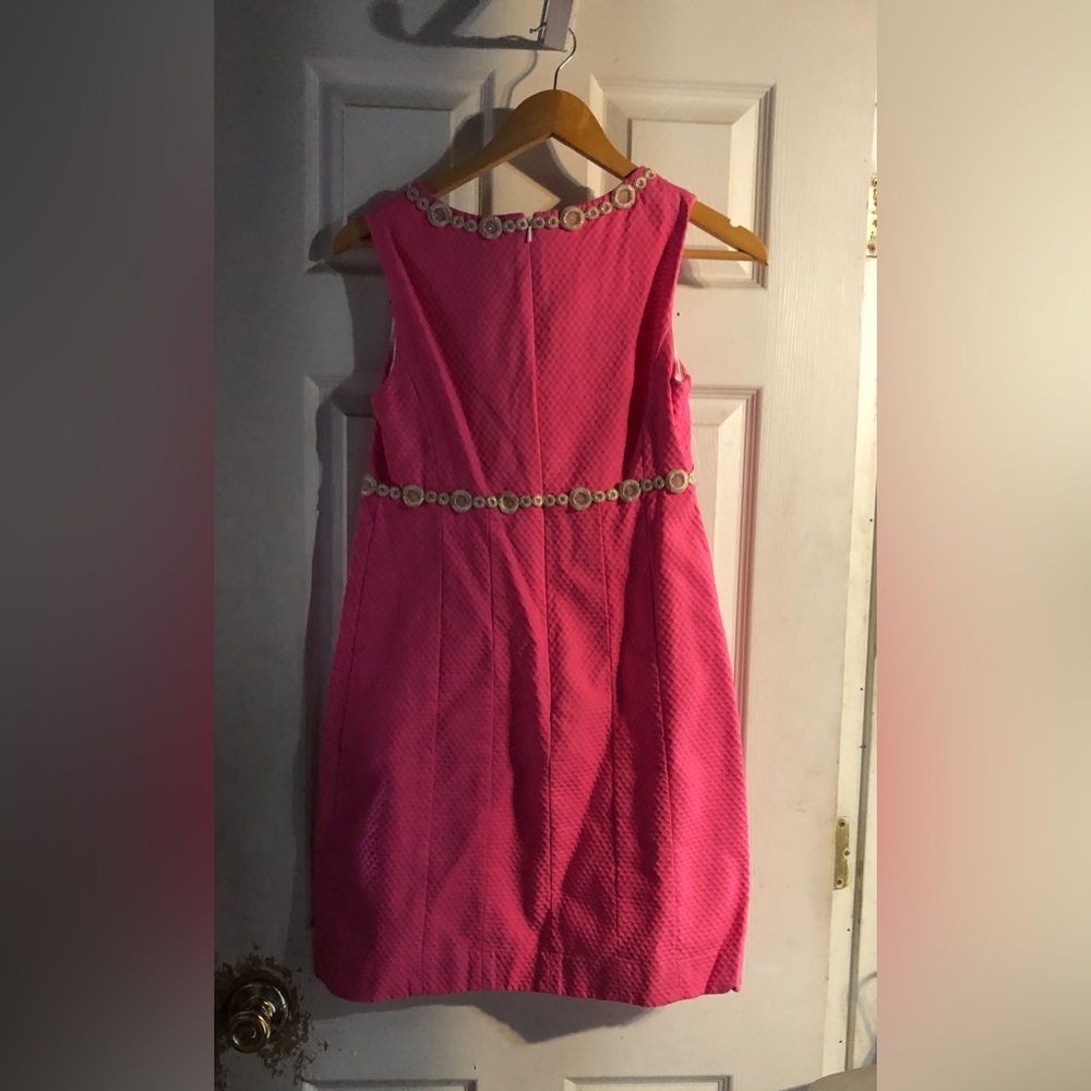 Lilly Pulitzer Coral Pink Strapless Dress with Gold Trim - Picture 4 of 4